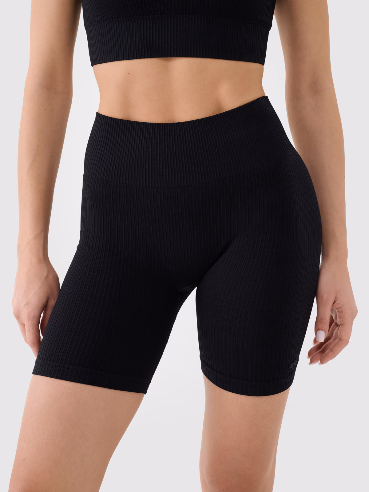 Legginsy kolarki bezszwowe treningowe damskie - czarne