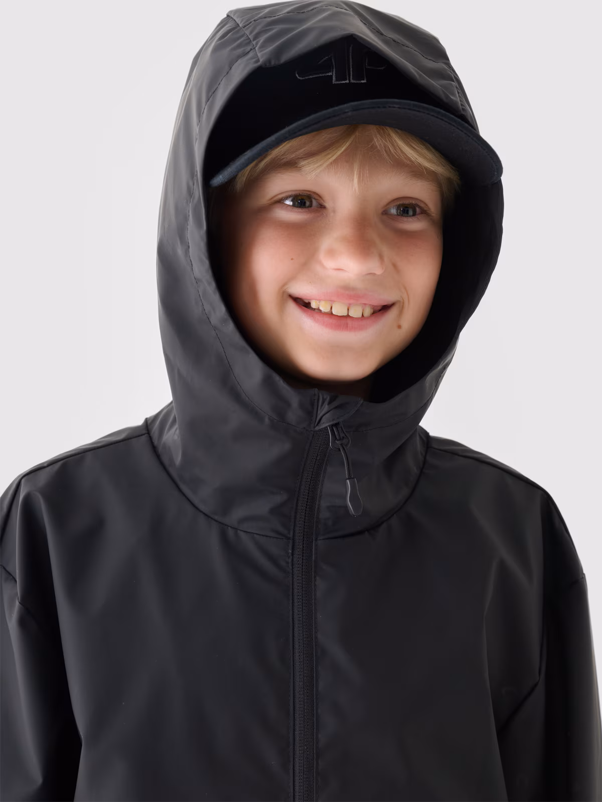 Kurtka przejściowa przeciwdeszczowa z gumową powłoką dziecięca - khaki