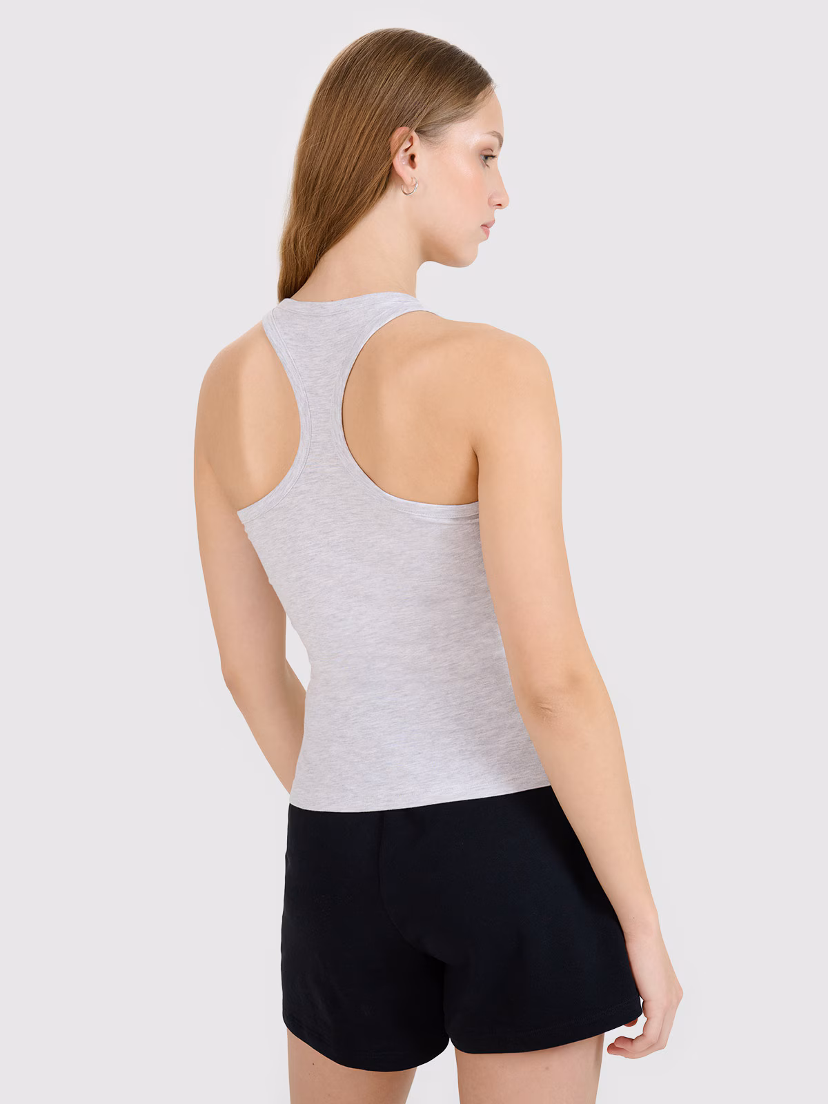 Top slim gładki damski - czarny