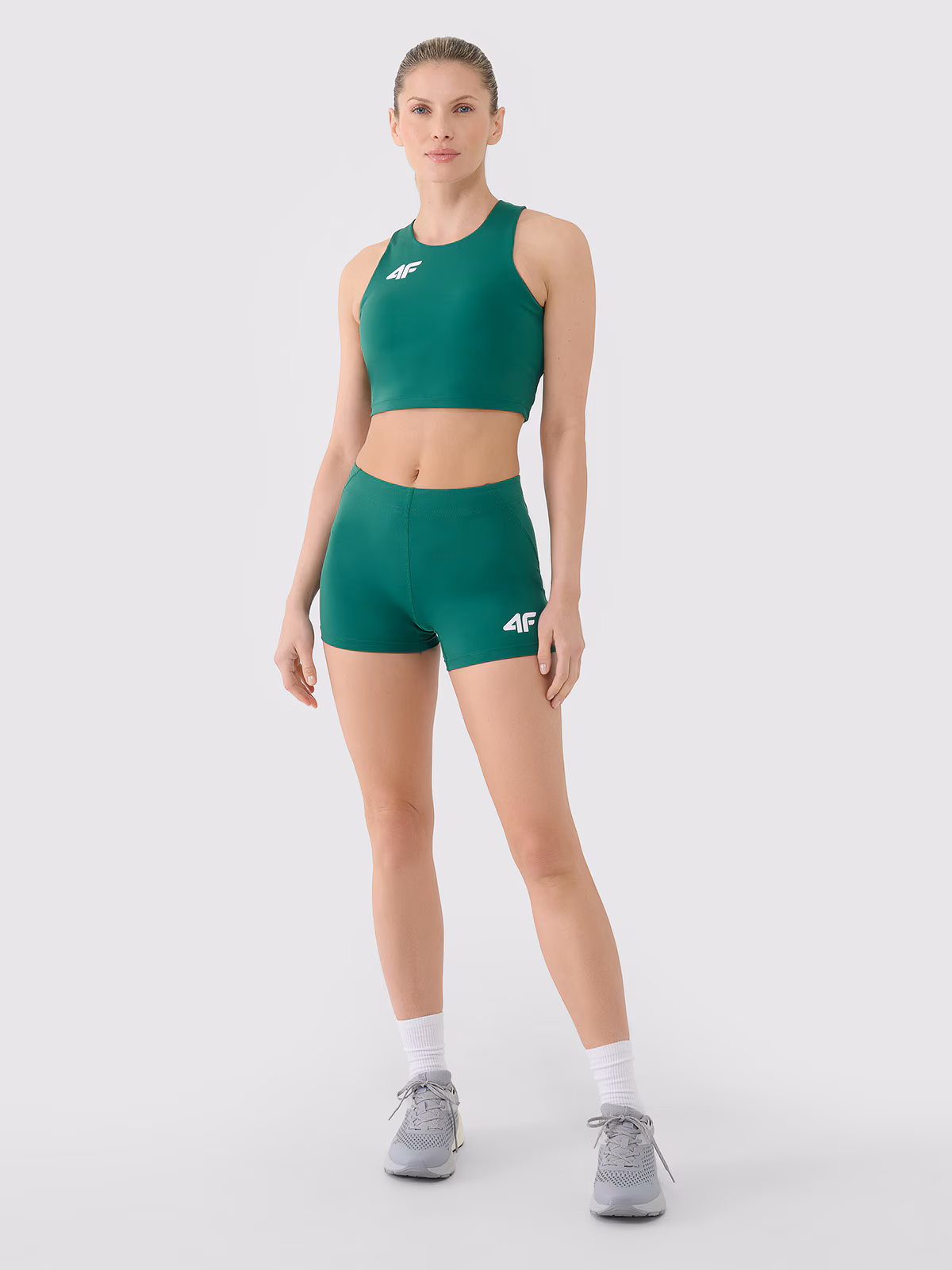 Legginsy krótkie treningowe damskie - niebieskie