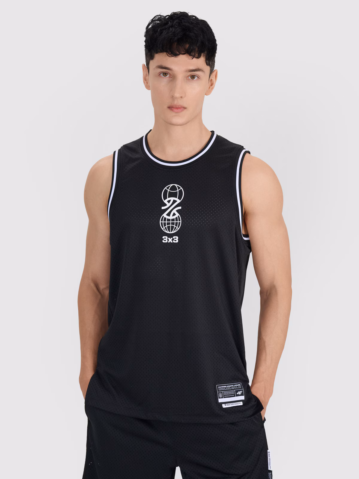 Tank top do koszykówki oversize szybkoschnący męski - czarny