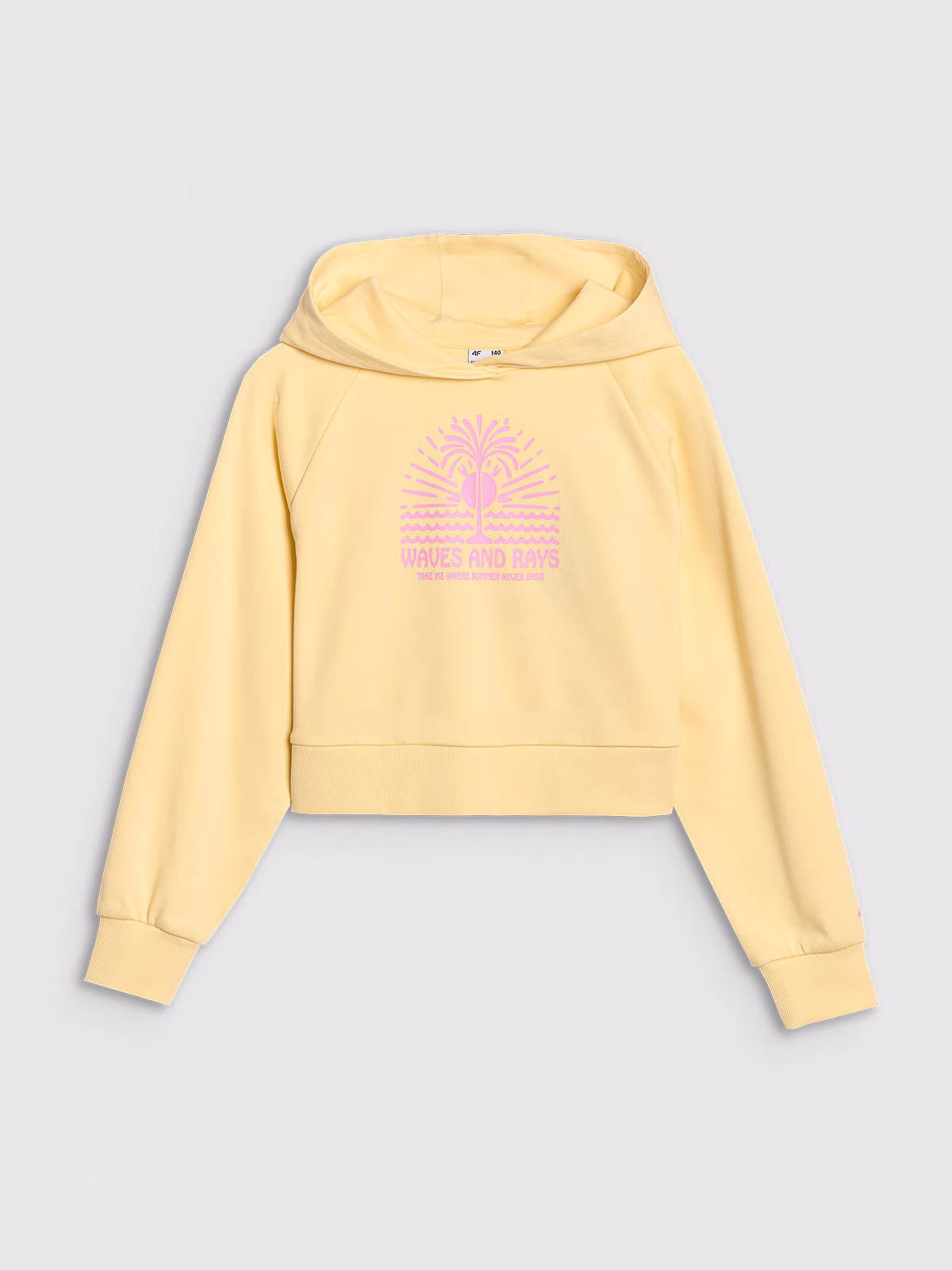 Bluza dresowa nierozpinana z kapturem dziewczęca - żółta