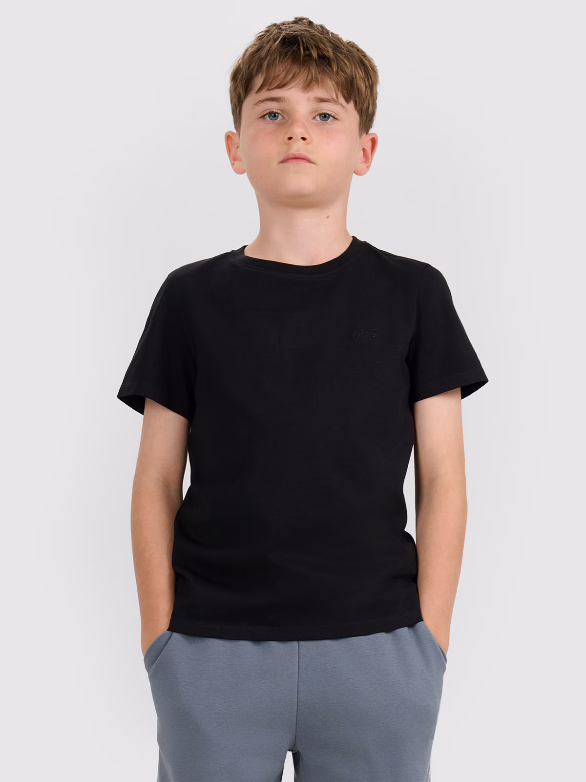 T-shirt gładki chłopięcy - czarny