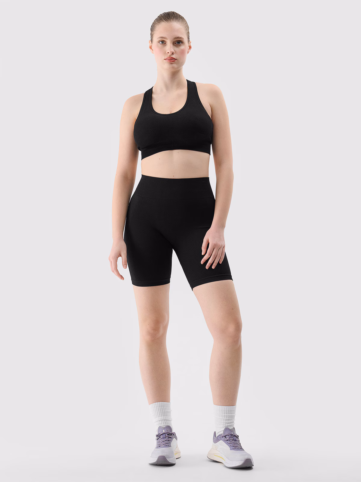 Legginsy krótkie bezszwowe damskie - czarne