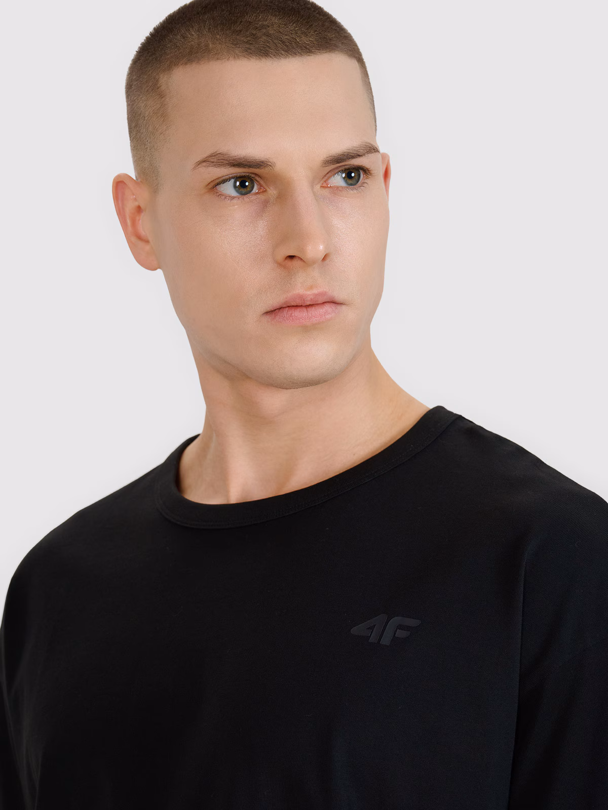 T-shirt oversize gładki męski - czarny