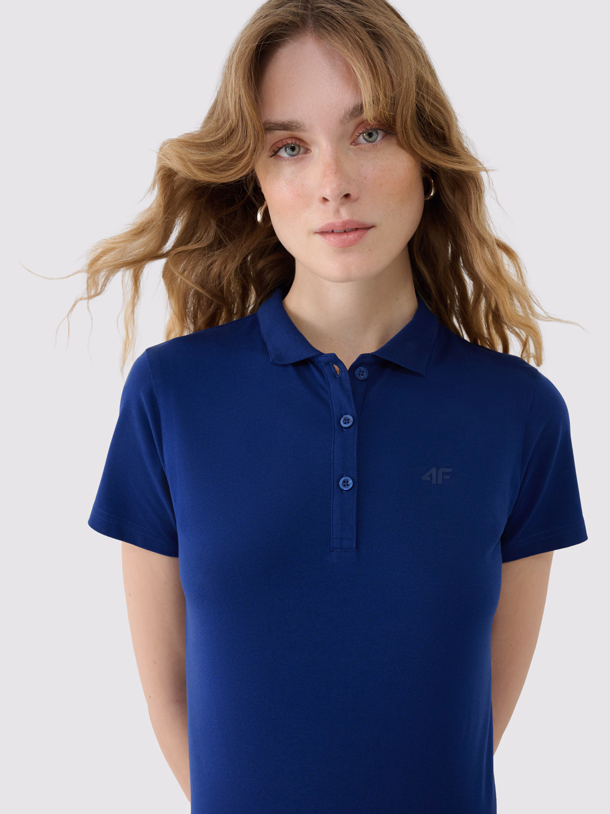 Koszulka polo slim damska - granatowa