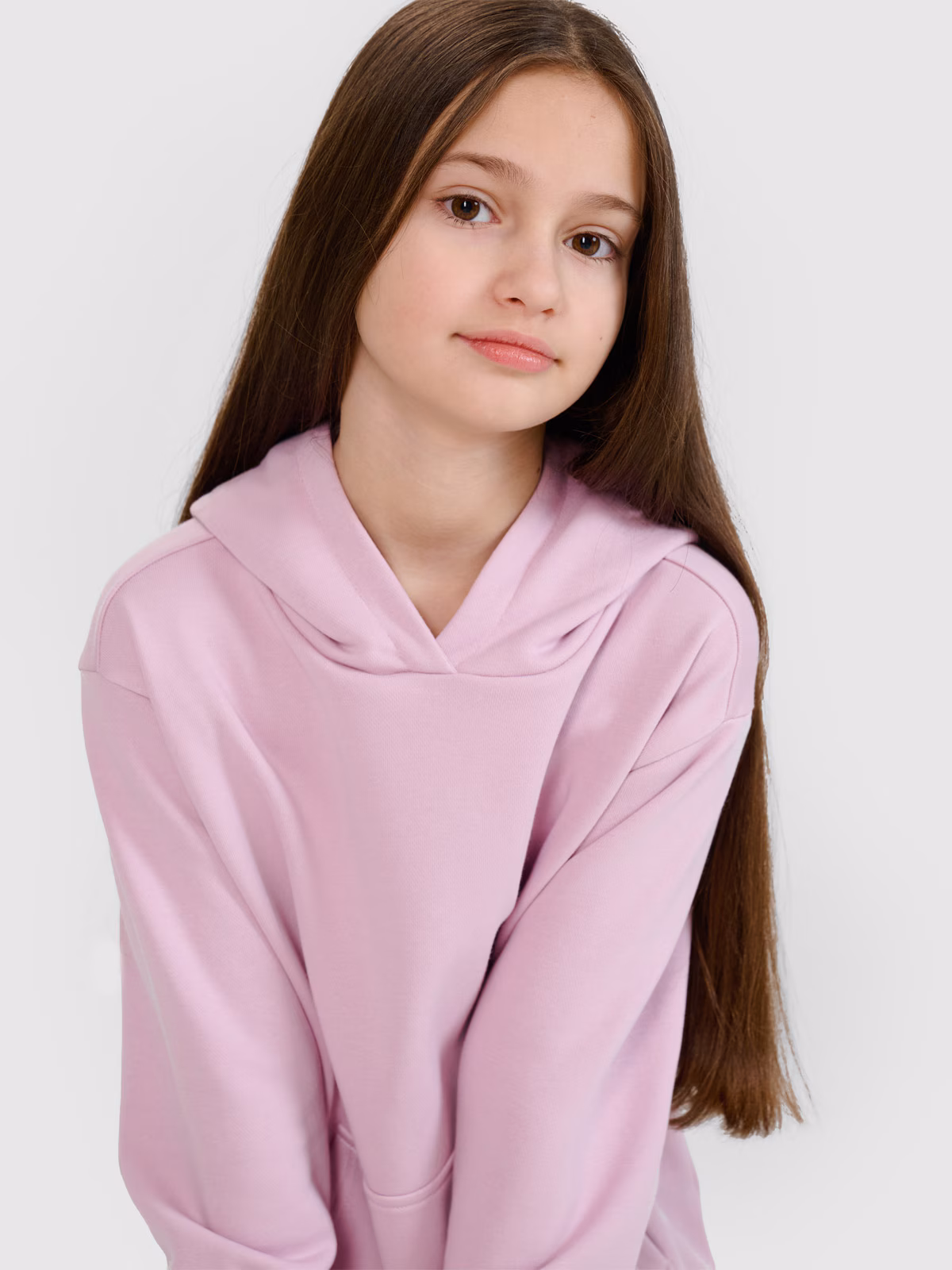 Bluza dresowa nierozpinana z kapturem dziewczęca - różowa