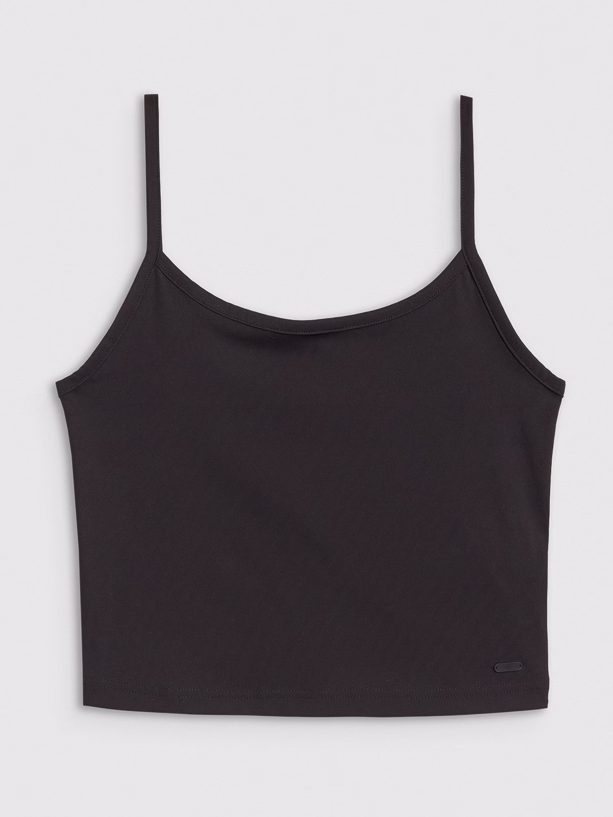 Crop-top slim damski - beżowy