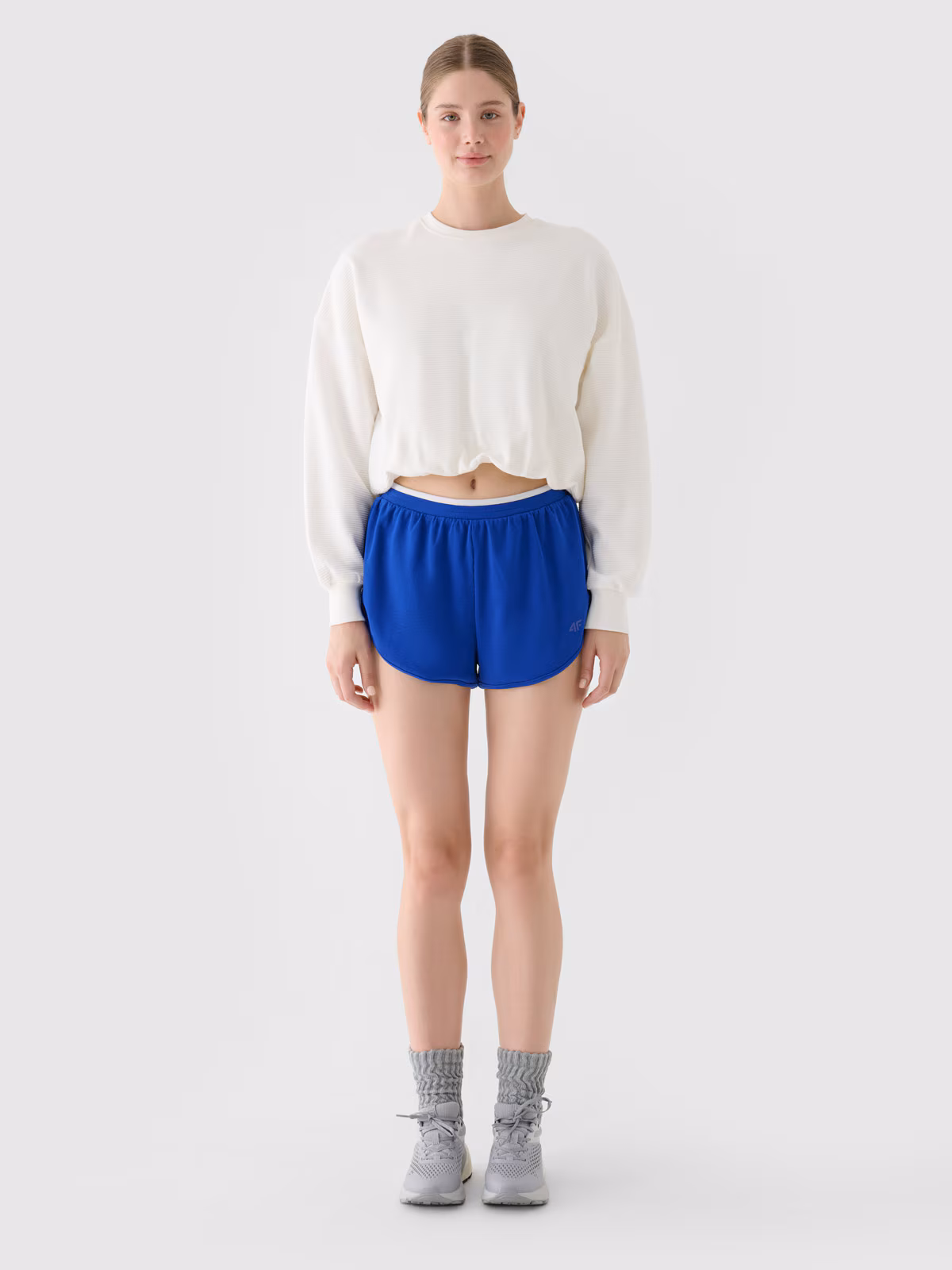 Bluza dresowa nierozpinana bez kaptura damska - niebieska