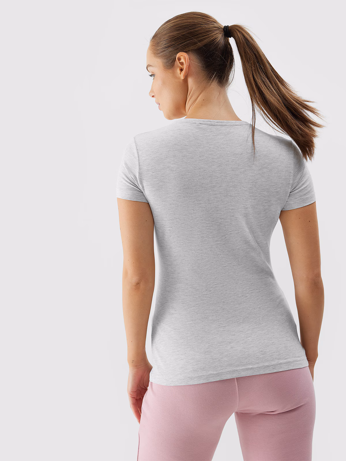 T-shirt slim gładki damski - czerwony