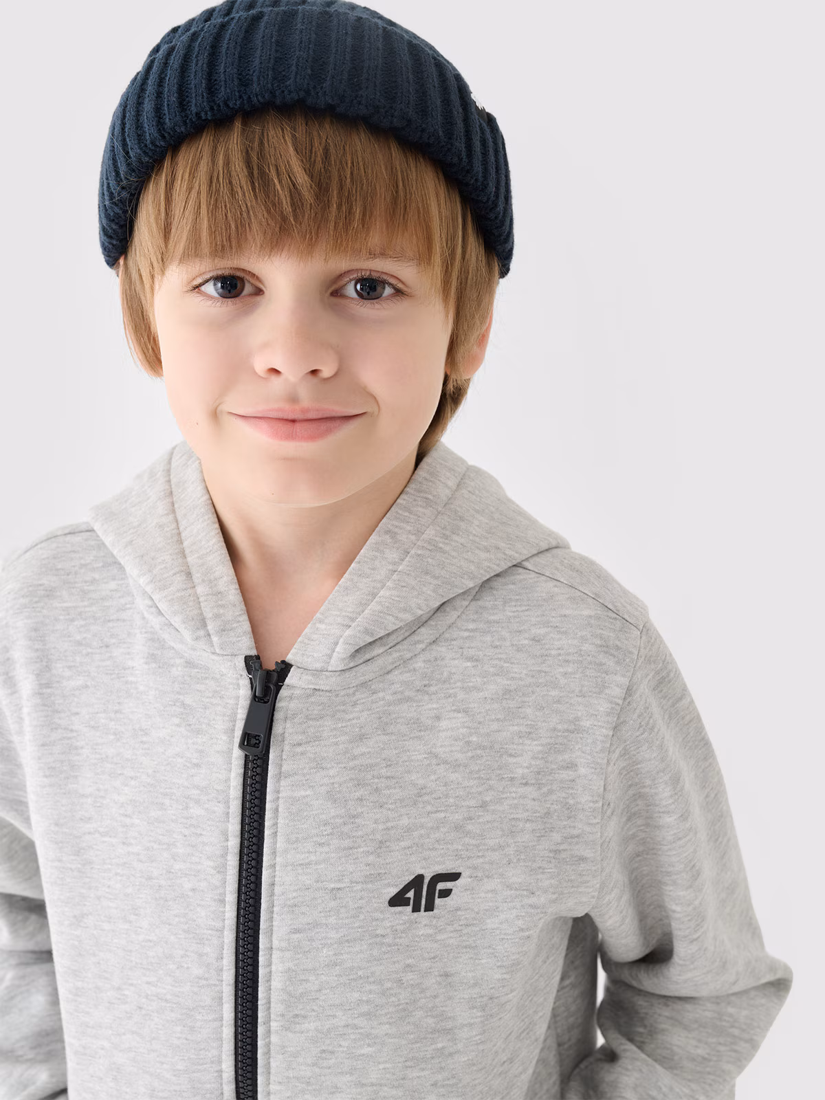 Bluza dresowa rozpinana z kapturem chłopięca - khaki