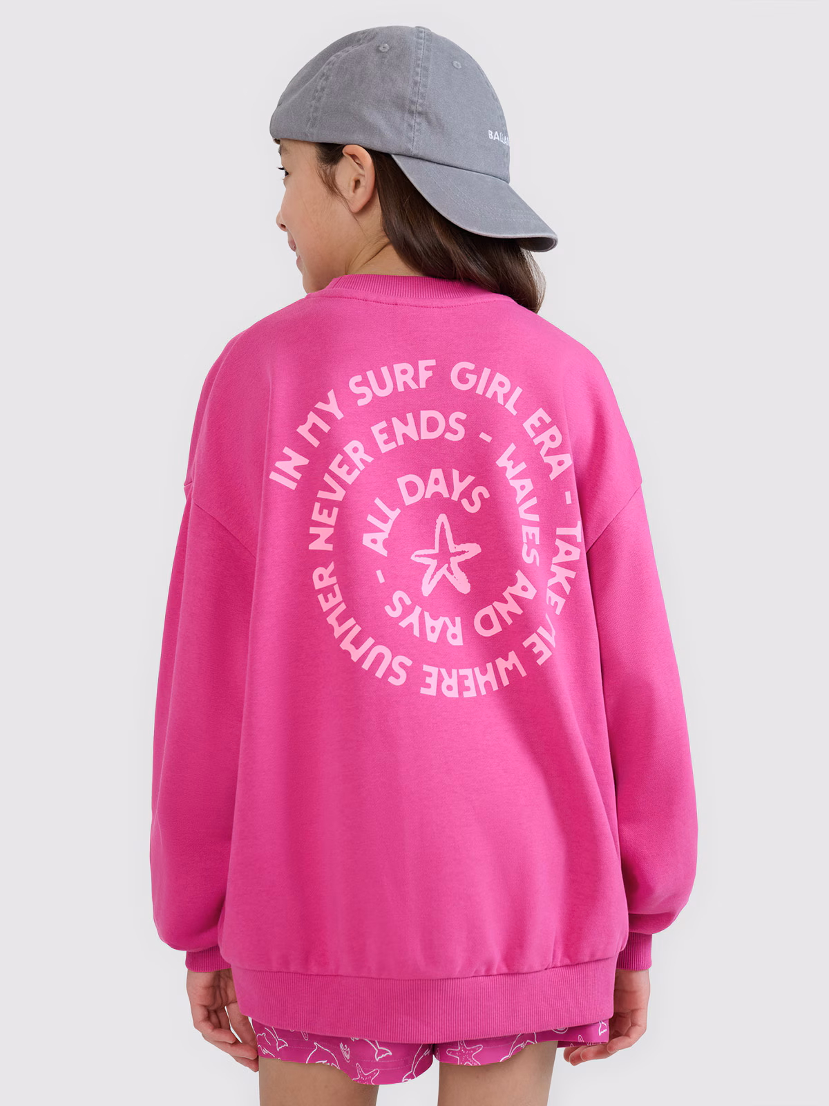 Bluza dresowa nierozpinana bez kaptura dziewczęca - różowa