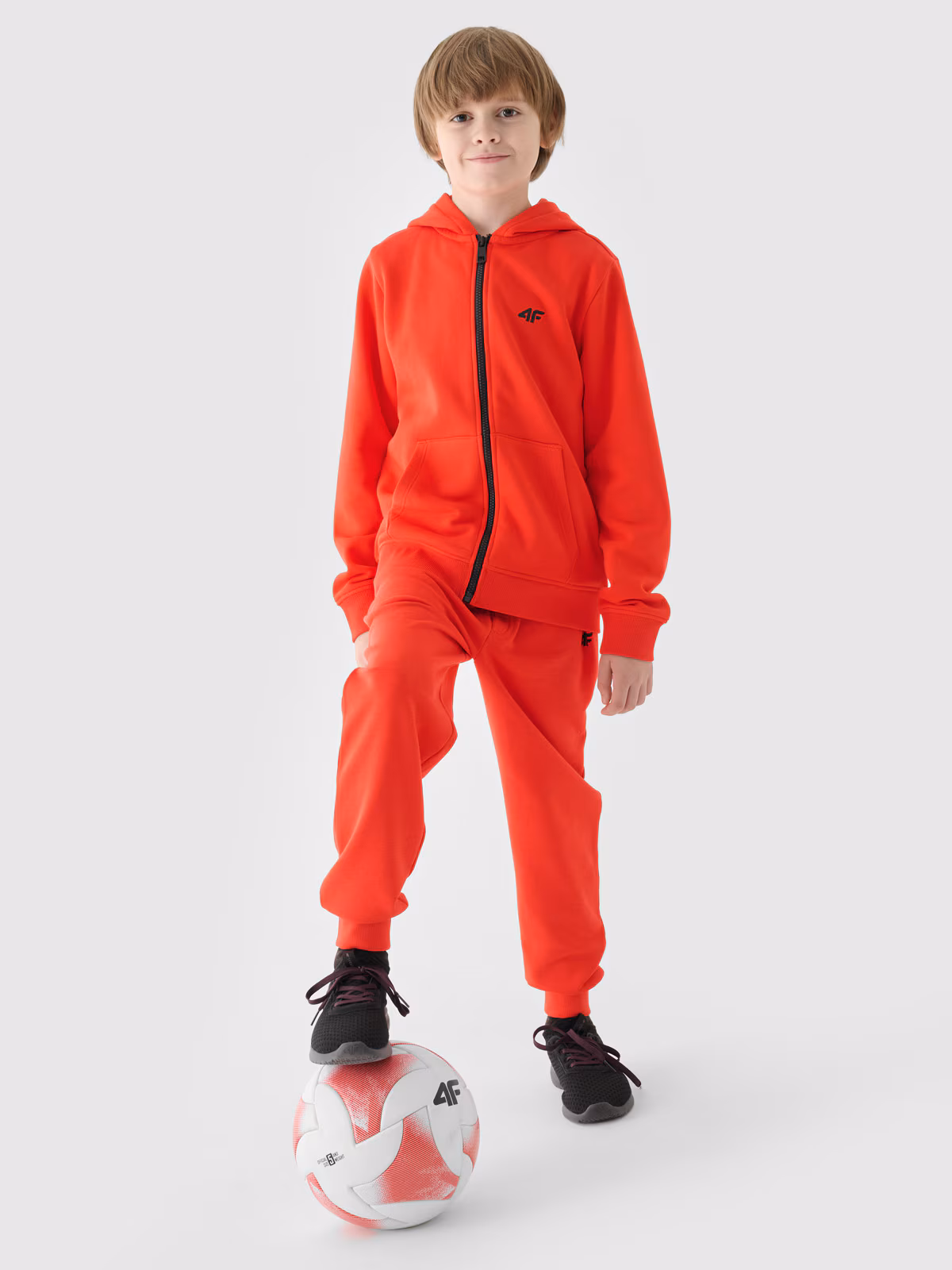 Bluza dresowa rozpinana z kapturem chłopięca - khaki