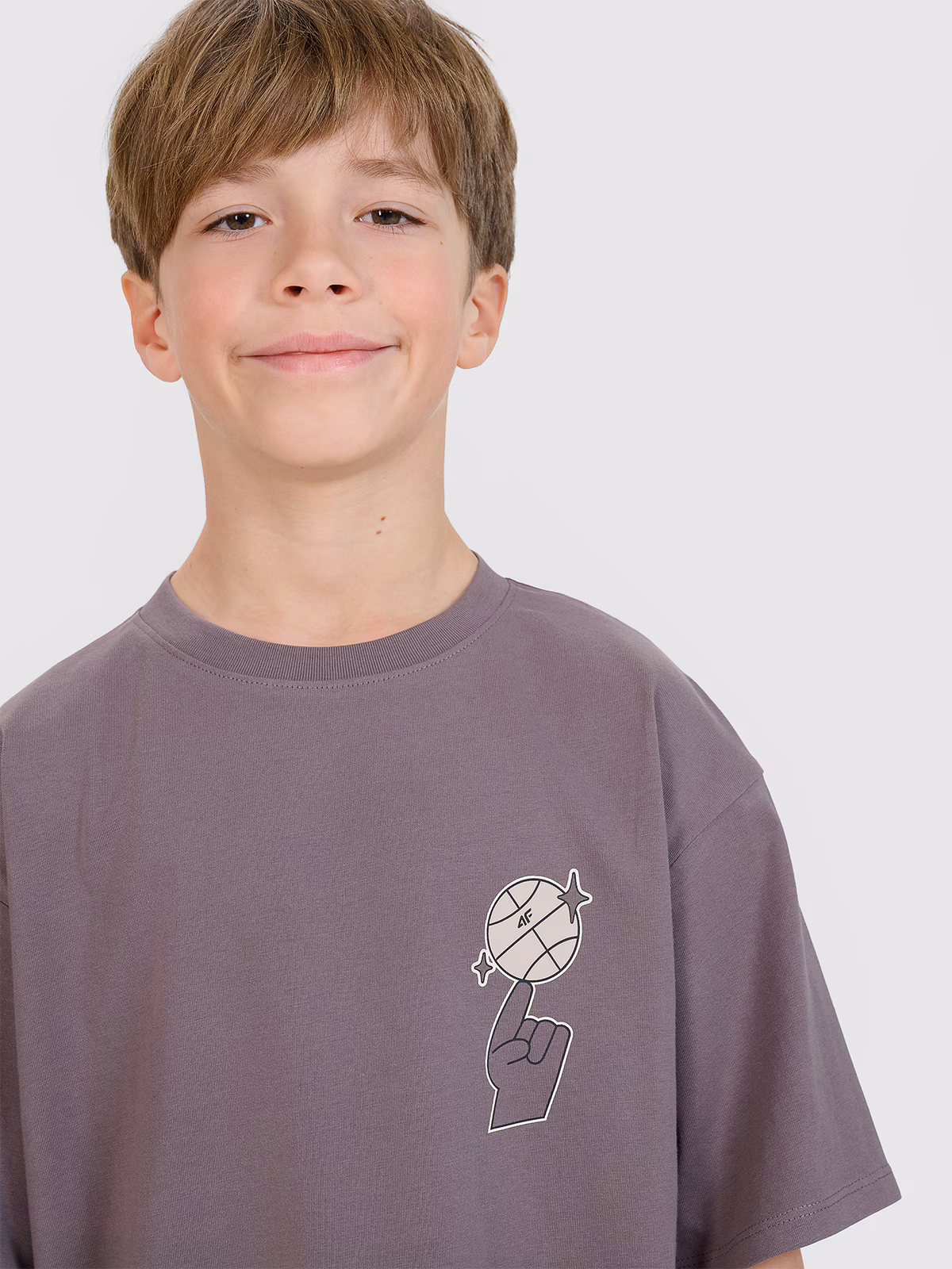 T-shirt oversize z nadrukiem chłopięcy - czerwony