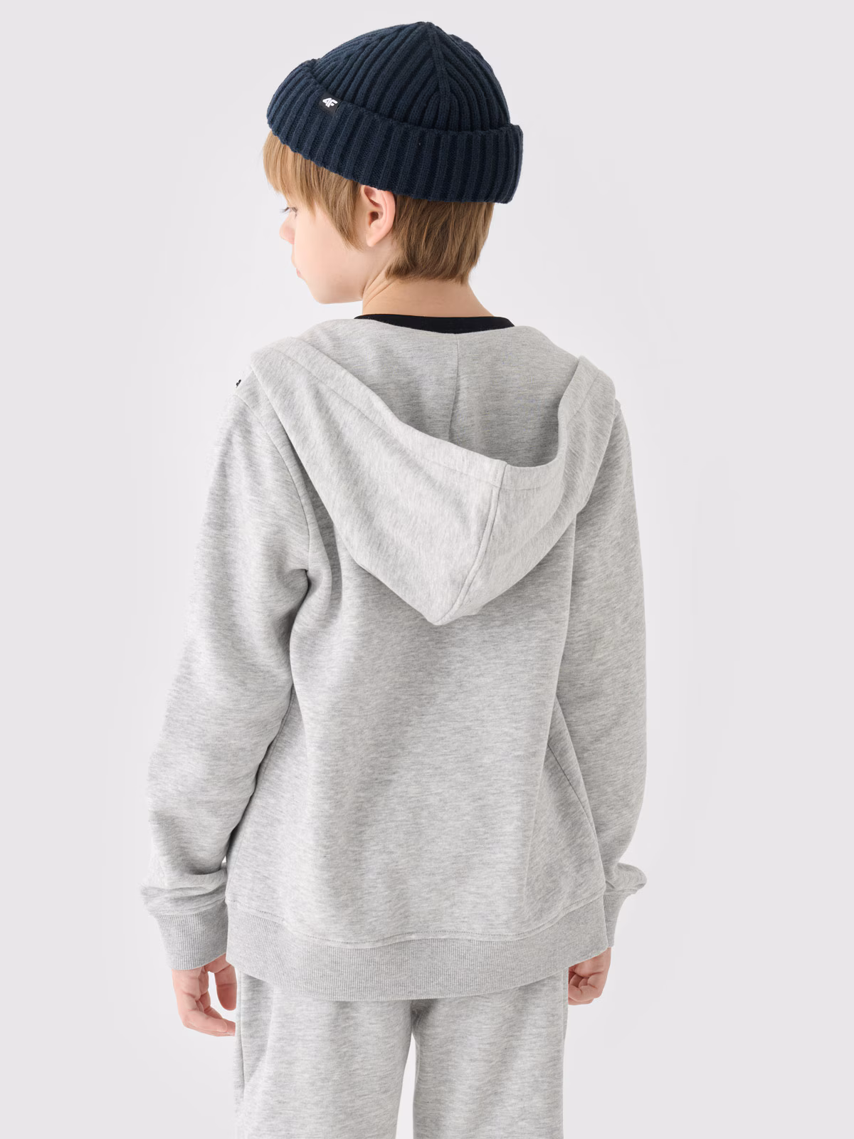 Bluza dresowa rozpinana z kapturem chłopięca - khaki