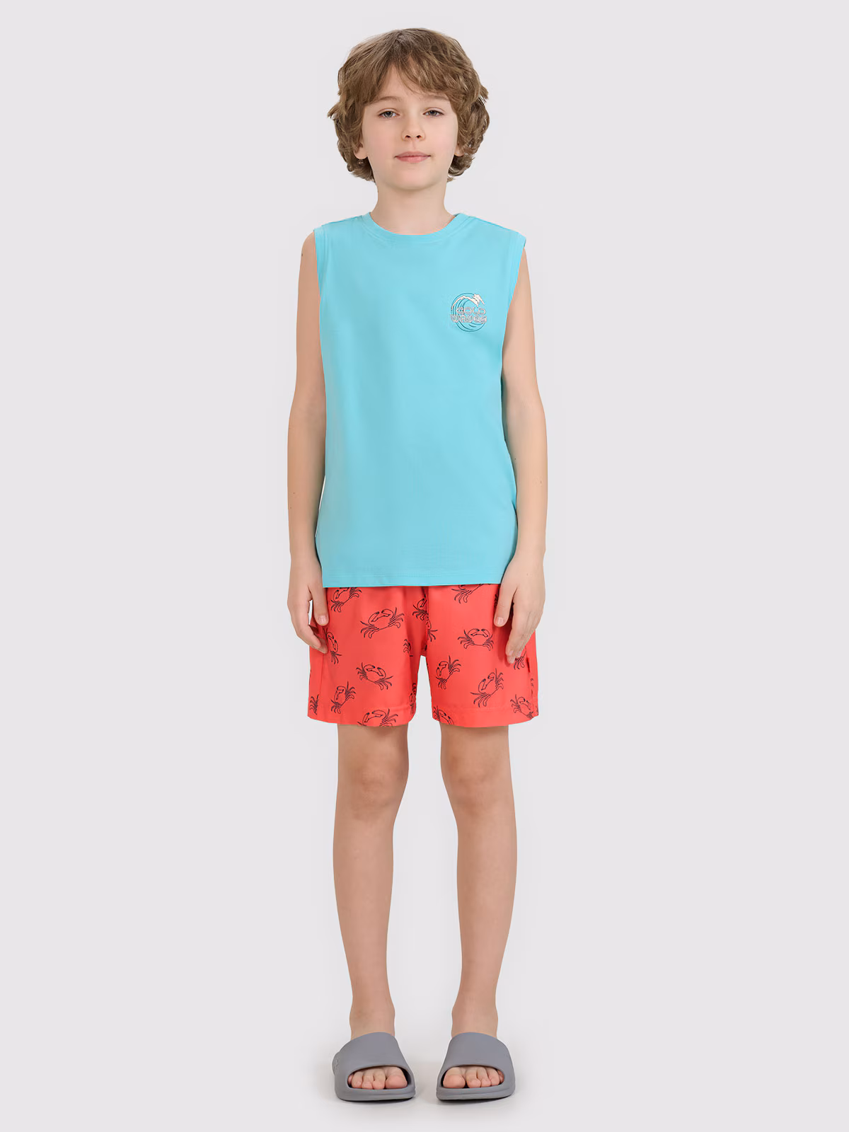 Spodenki plażowe boardshorty chłopięce - czerwone