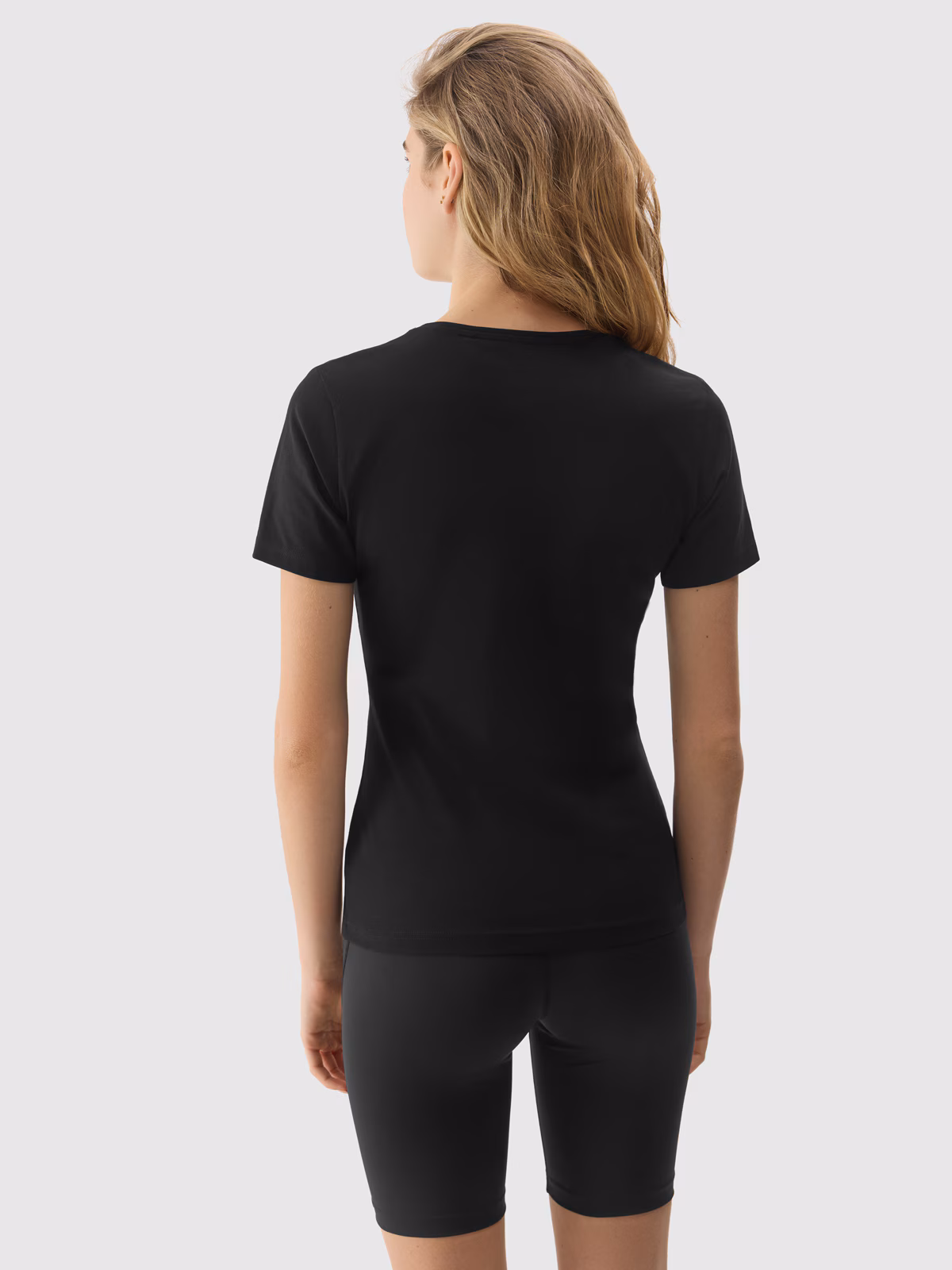 T-shirt gładki z bawełną organiczną damski - granatowy