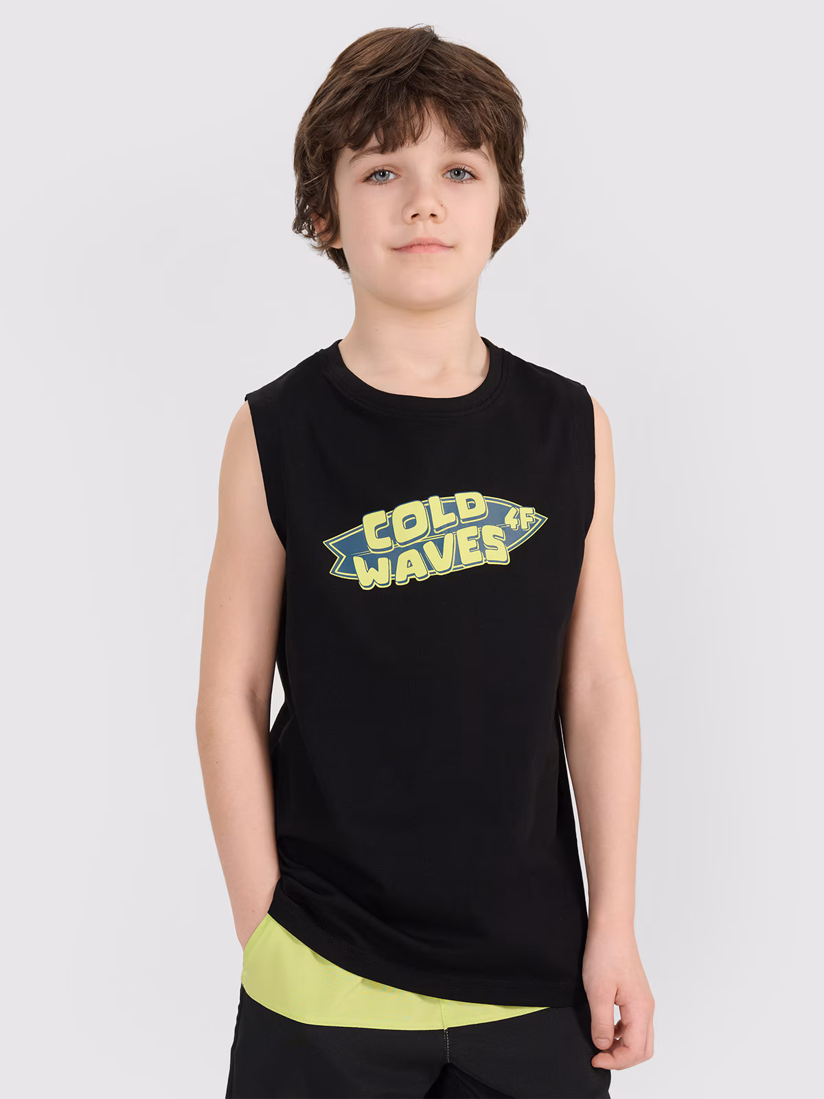 Tank top regular z nadrukiem chłopięcy - turkusowy