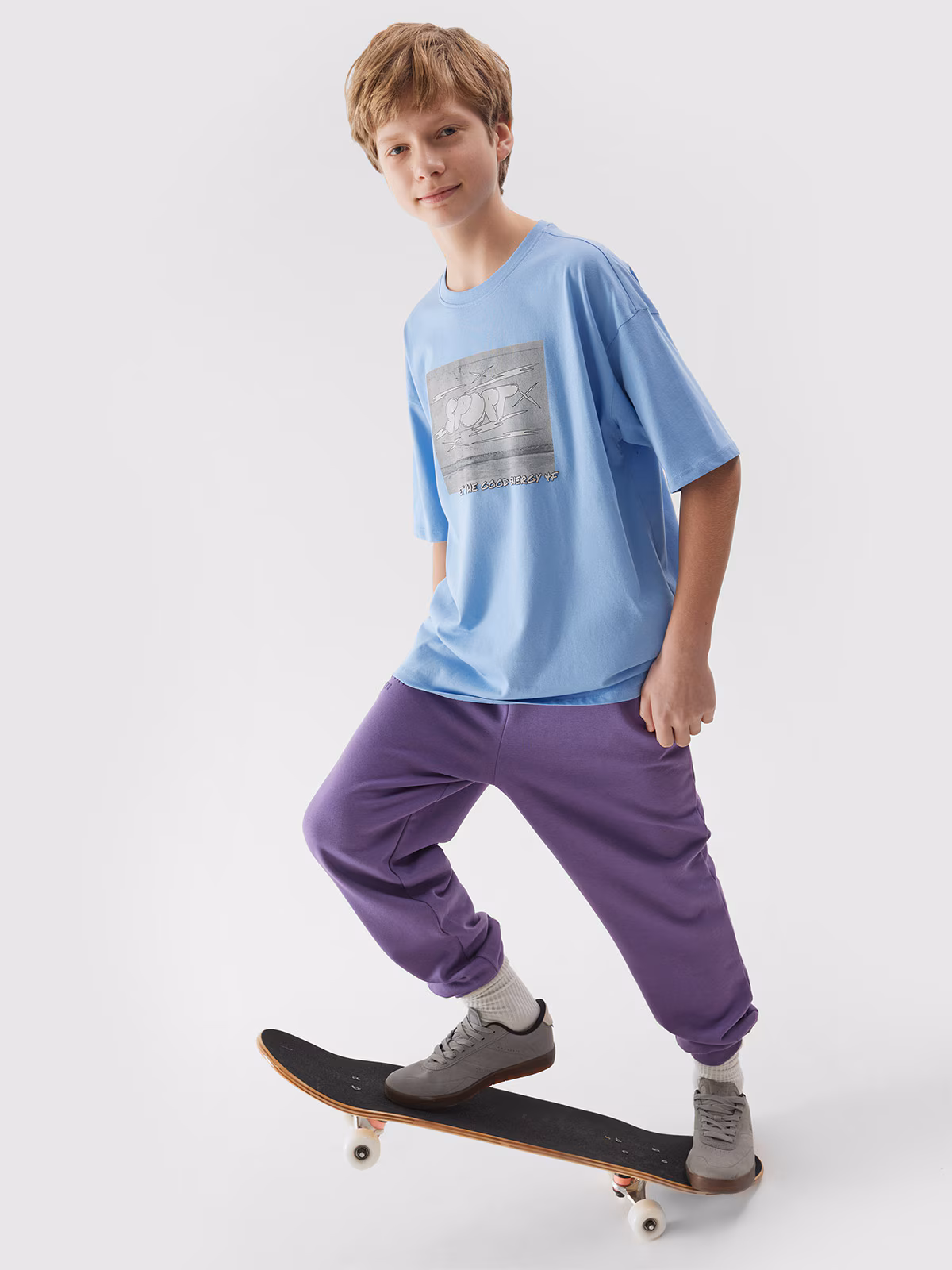 T-shirt z nadrukiem chłopięcy - niebieski