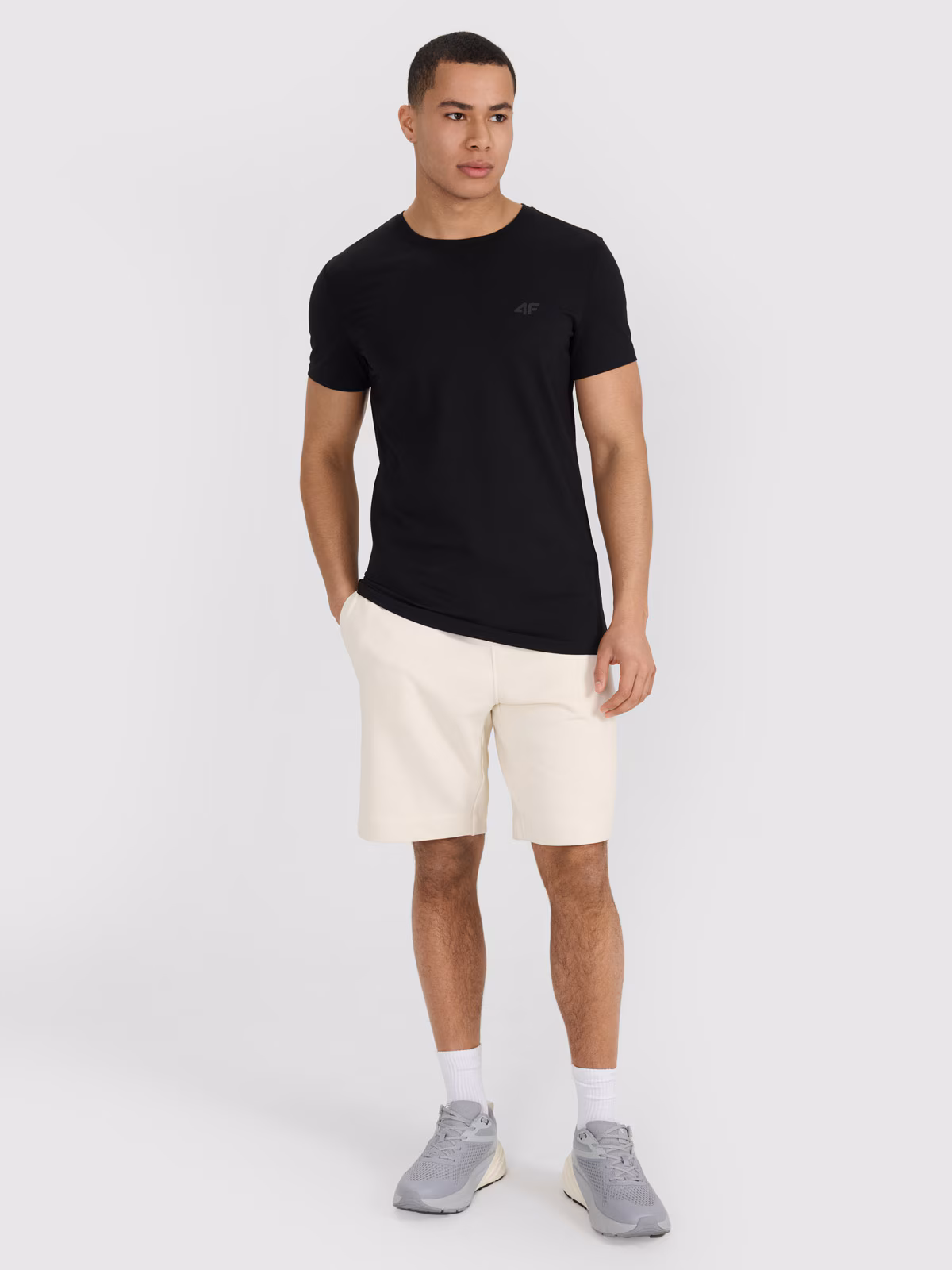 T-shirt slim gładki męski (2-pack) - czarny