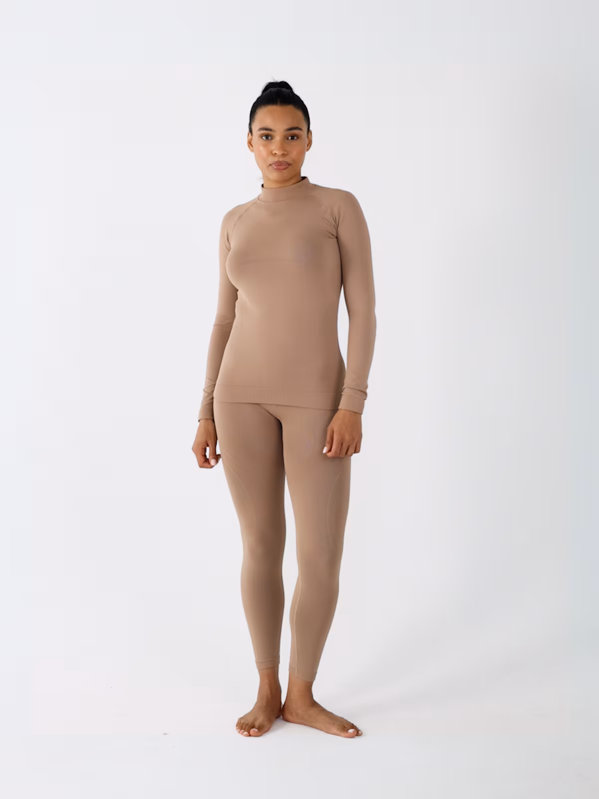 Bielizna termoaktywna bezszwowa (góra) damska - brązowa