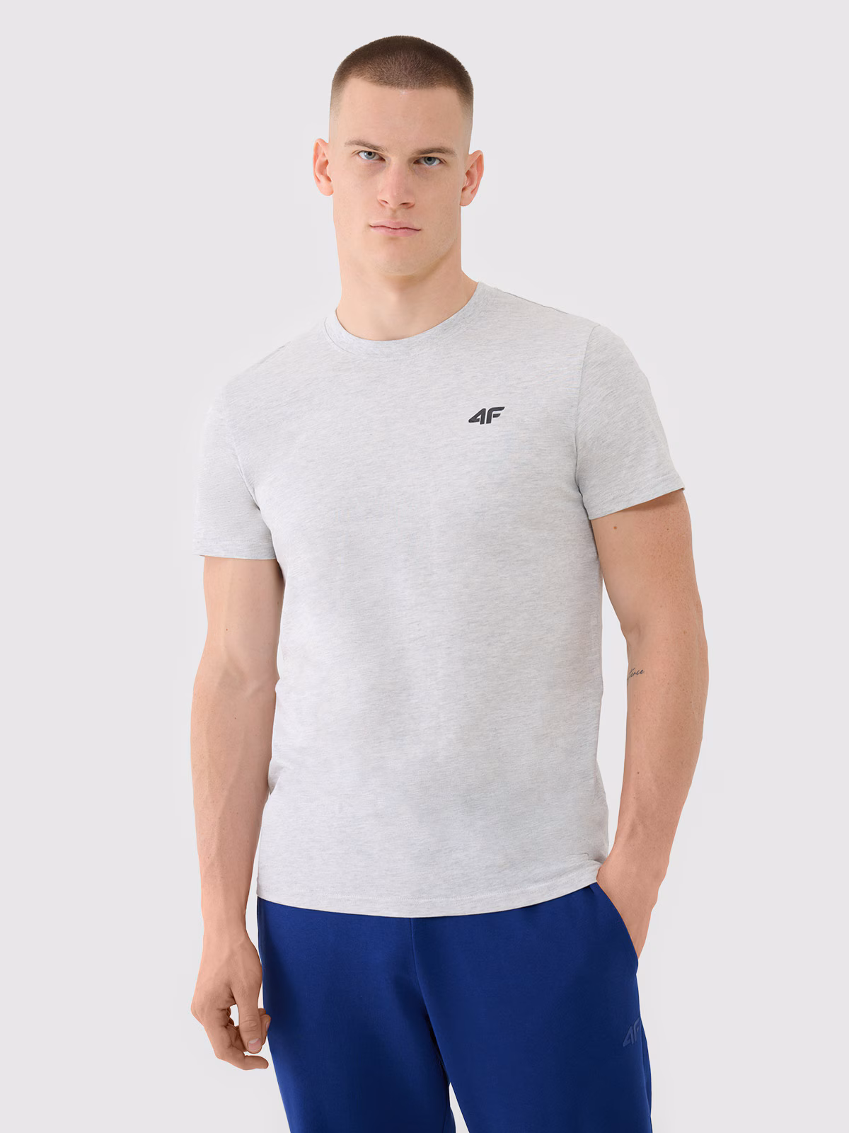 T-shirt regular gładki męski - czarny