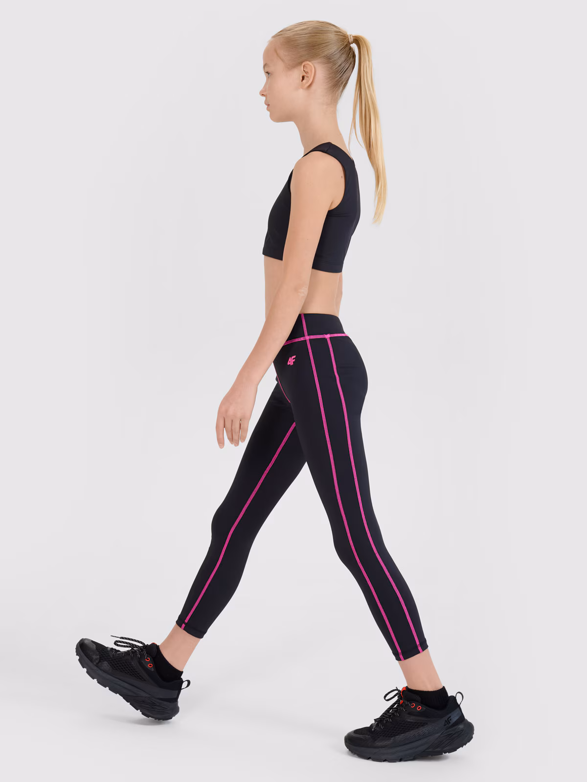 Legginsy sportowe szybkoschnące dziewczęce - czarne