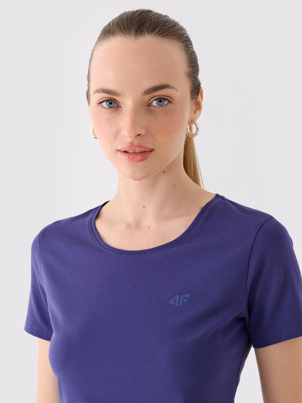 T-shirt slim gładki damski - czerwony