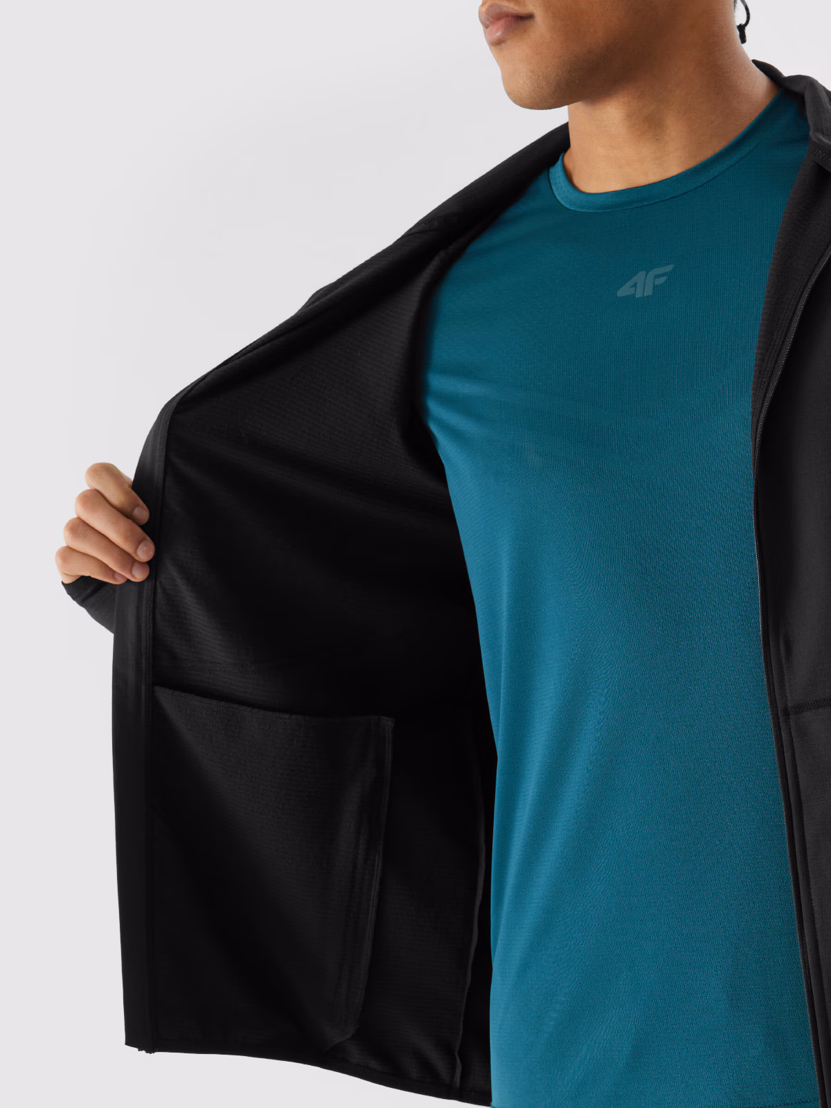 Bluza do biegania rozpinana bez kaptura męska - czarna