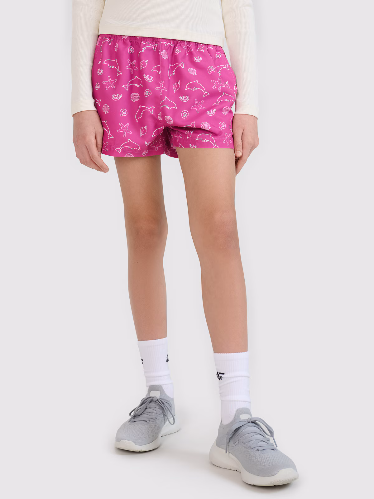 Spodenki plażowe boardshorty dziewczęce - multikolor