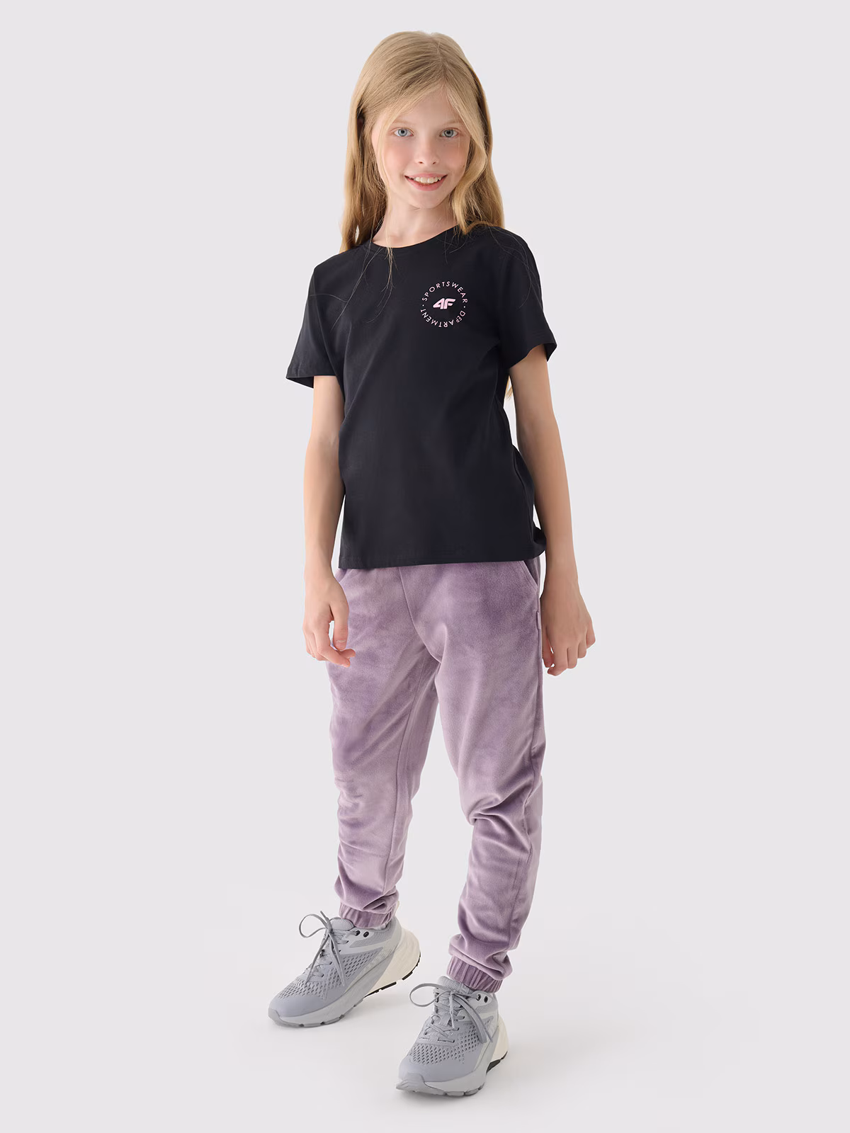 T-shirt gładki dziewczęcy - czarny