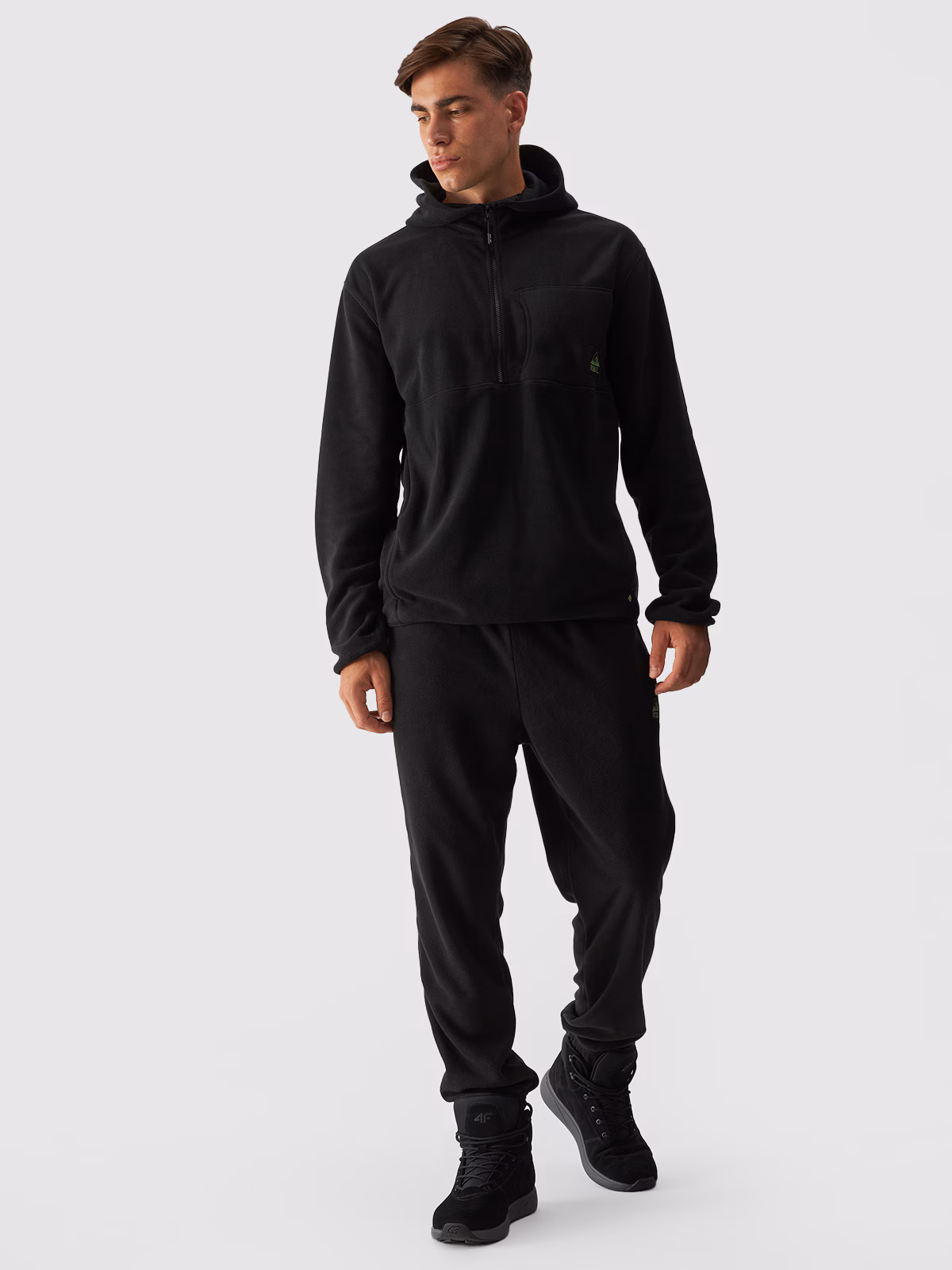 Polar z kapturem oversize męski - oliwkowy/khaki