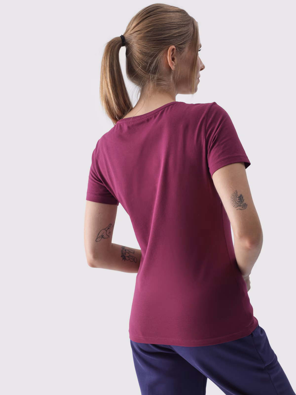 T-shirt slim gładki damski - czerwony