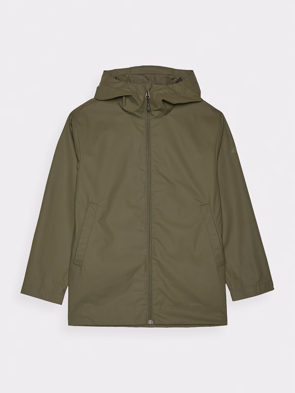 Kurtka przejściowa przeciwdeszczowa z gumową powłoką dziecięca - khaki