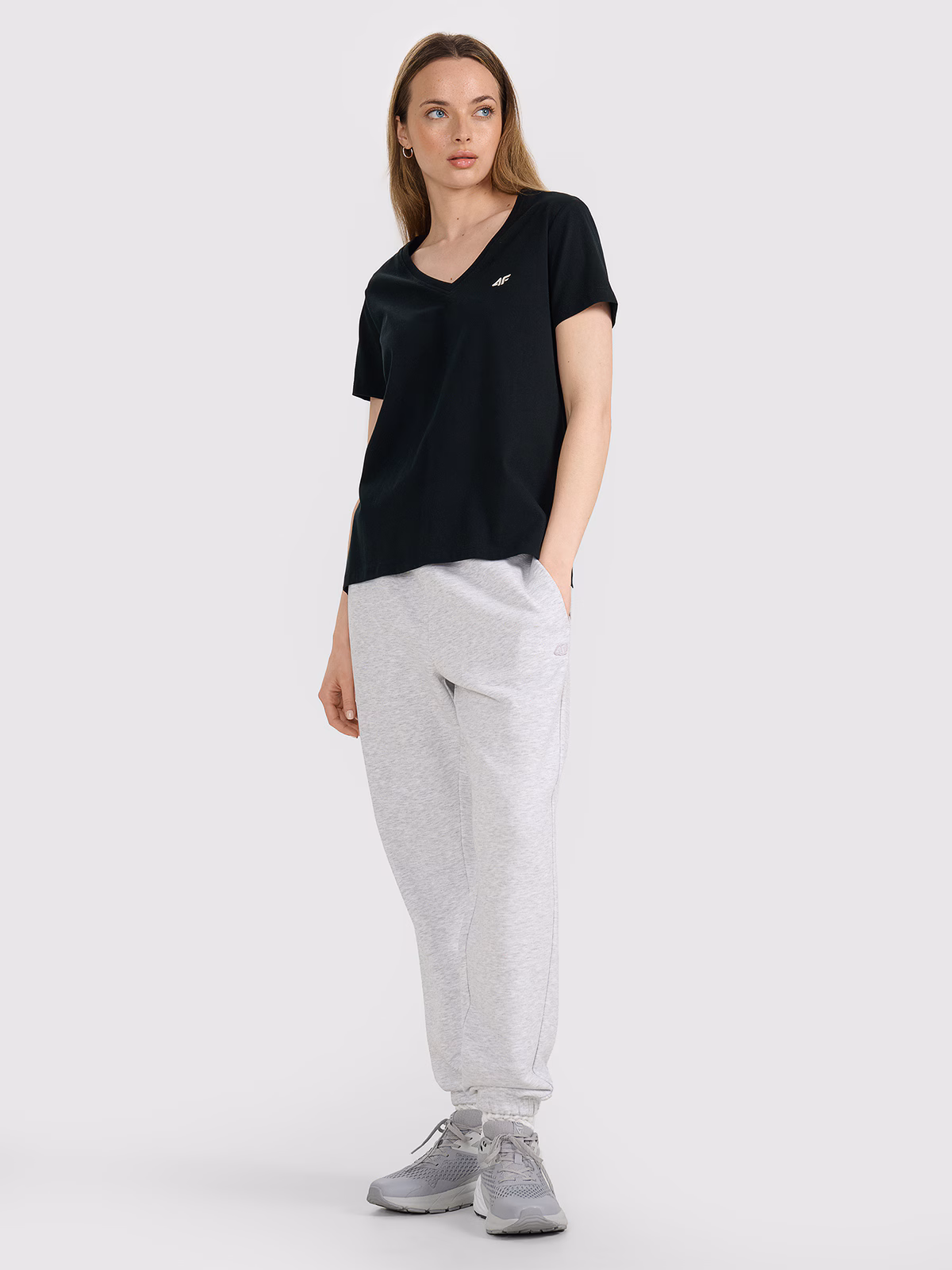 T-shirt oversize gładki damski - czarny