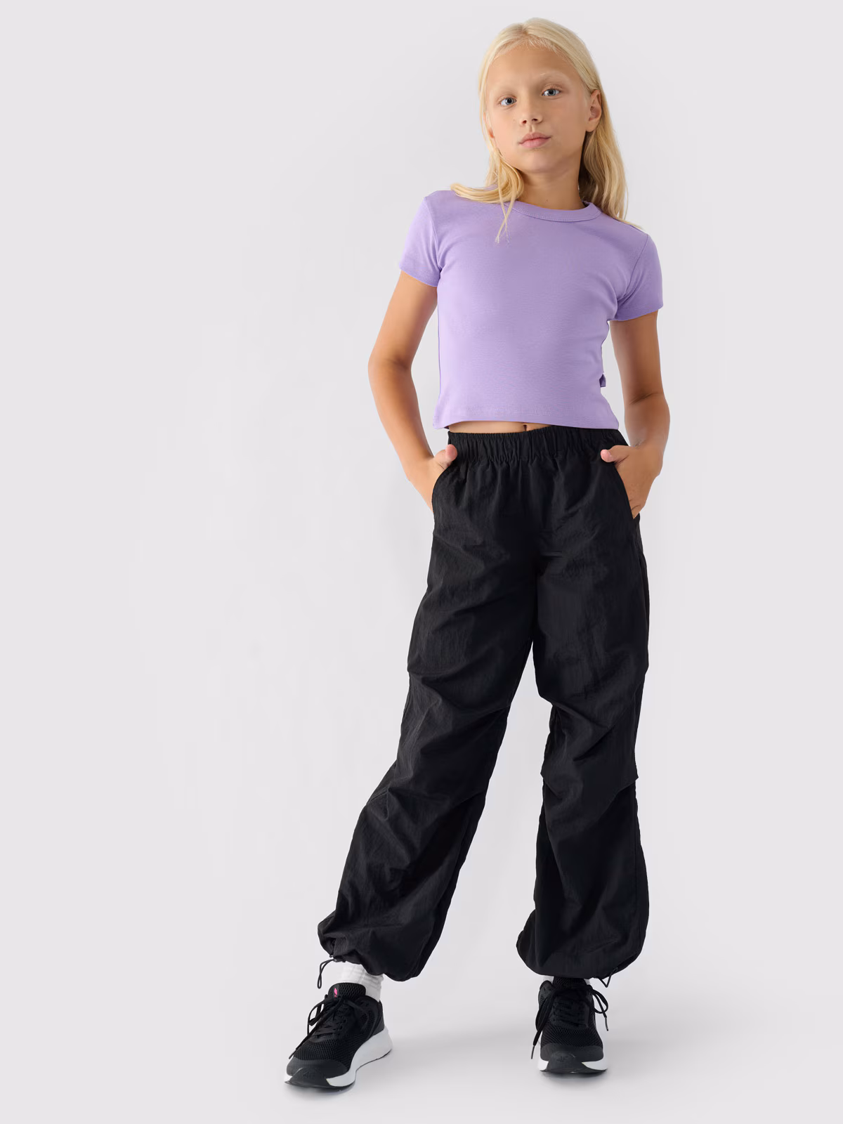 T-shirt gładki dziewczęcy - fioletowy