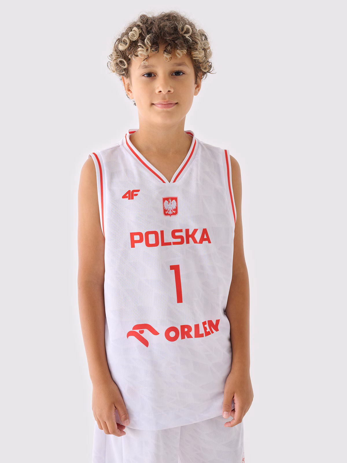 Koszulka reprezentacyjna dziecięca 4F x PZKOSZ 2024 - SOCHAN - biała