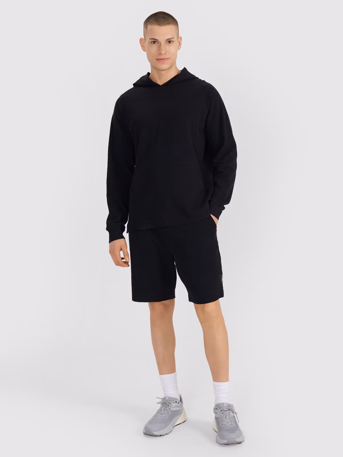 Spodenki dresowe z dzianiny waflowej męskie - czarne