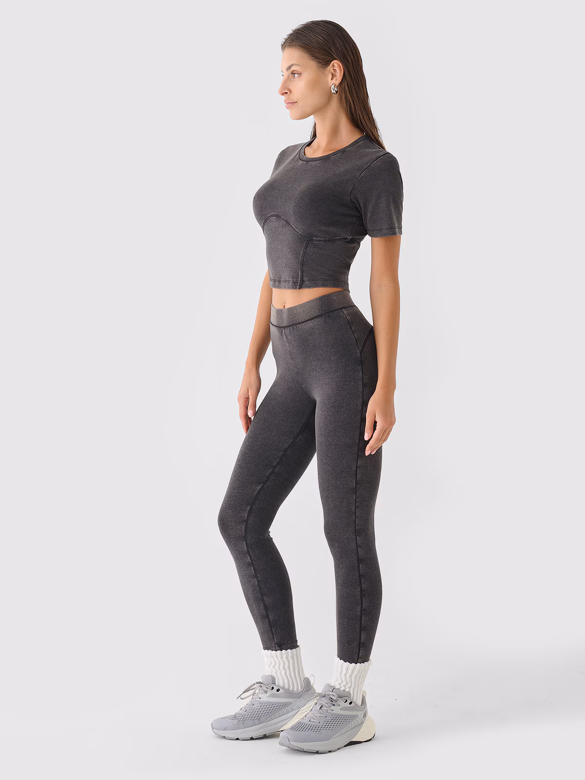 Legginsy dzianinowe damskie - czarne