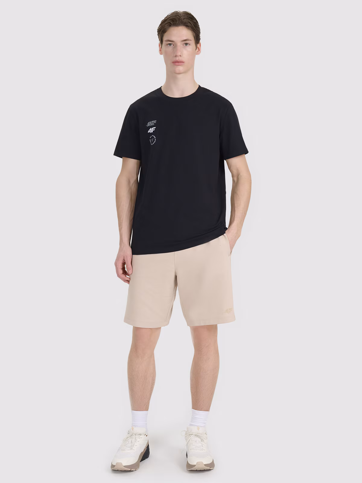 T-shirt regular z nadrukiem męski - granatowy