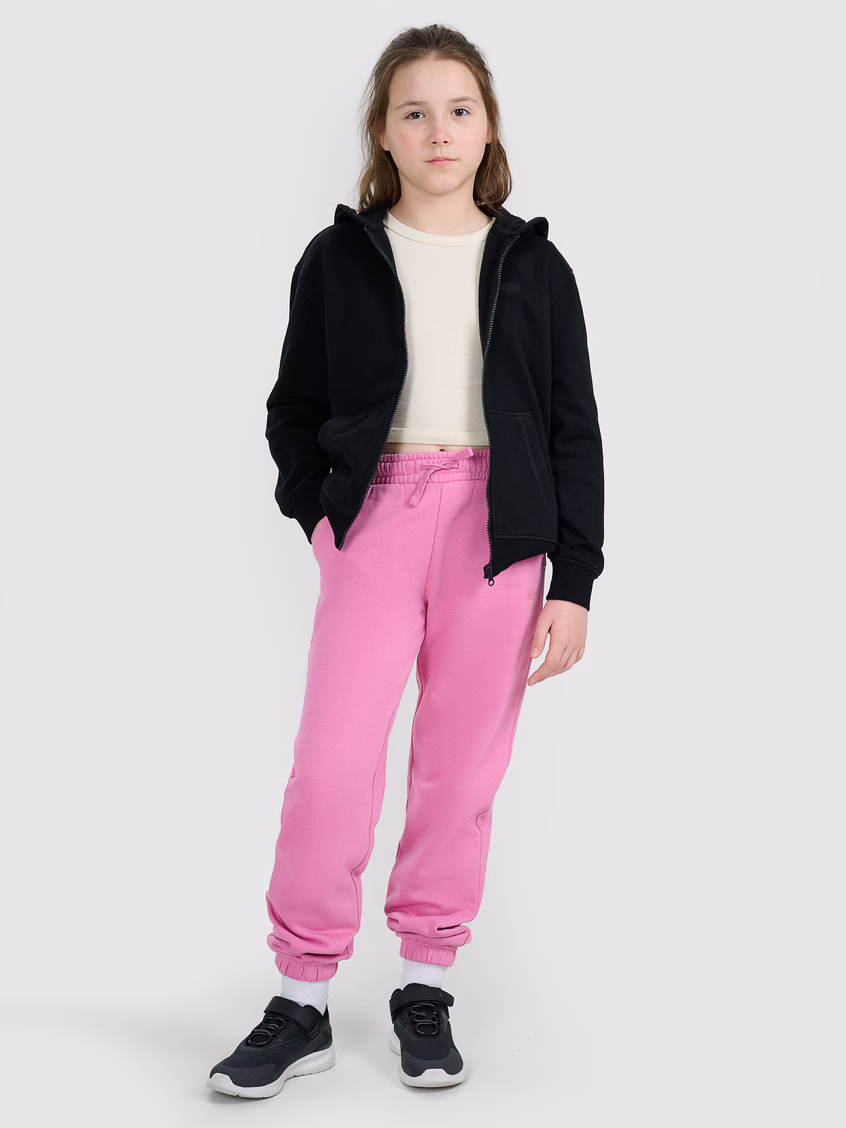 Bluza dresowa rozpinana z kapturem dziewczęca - granatowa