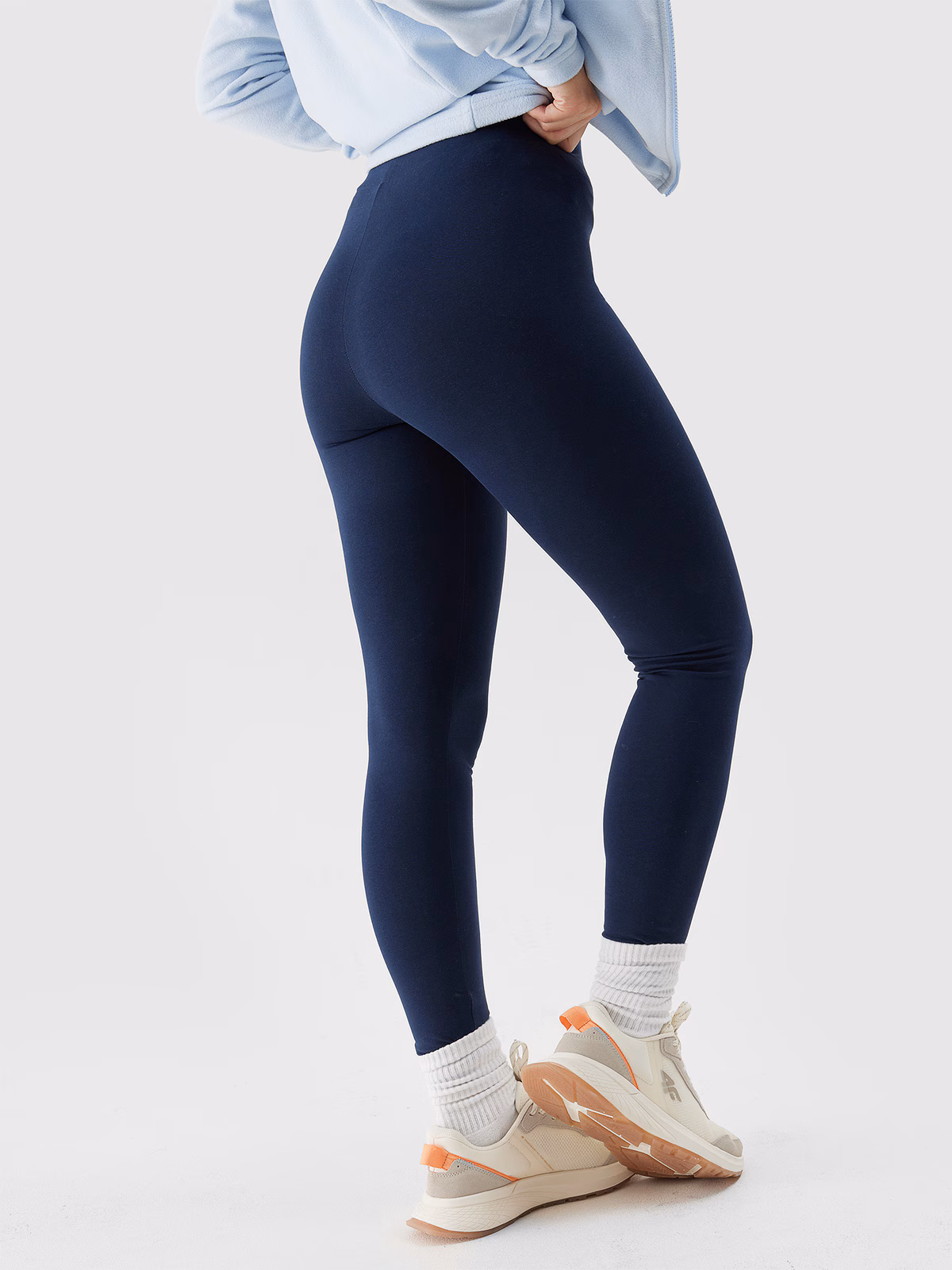 Legginsy dzianinowe damskie - granatowe