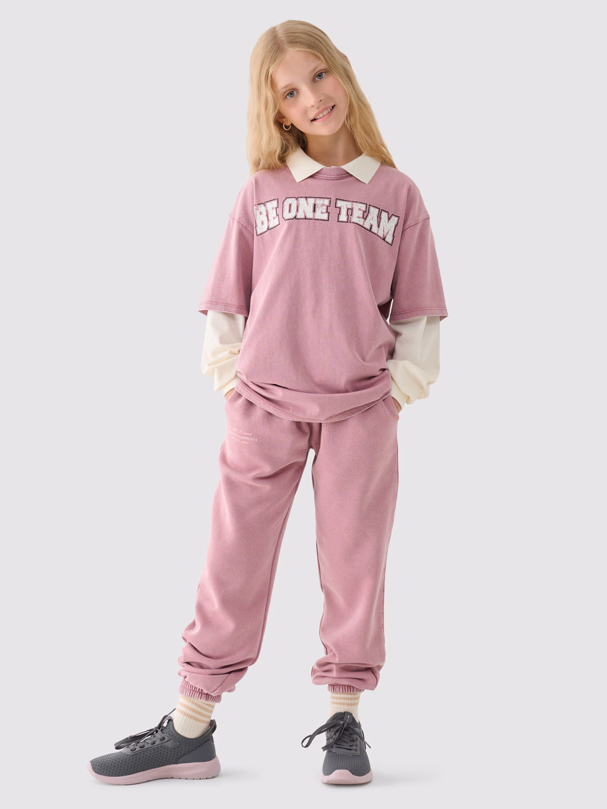 T-shirt z nadrukiem dziewczęcy - różowy