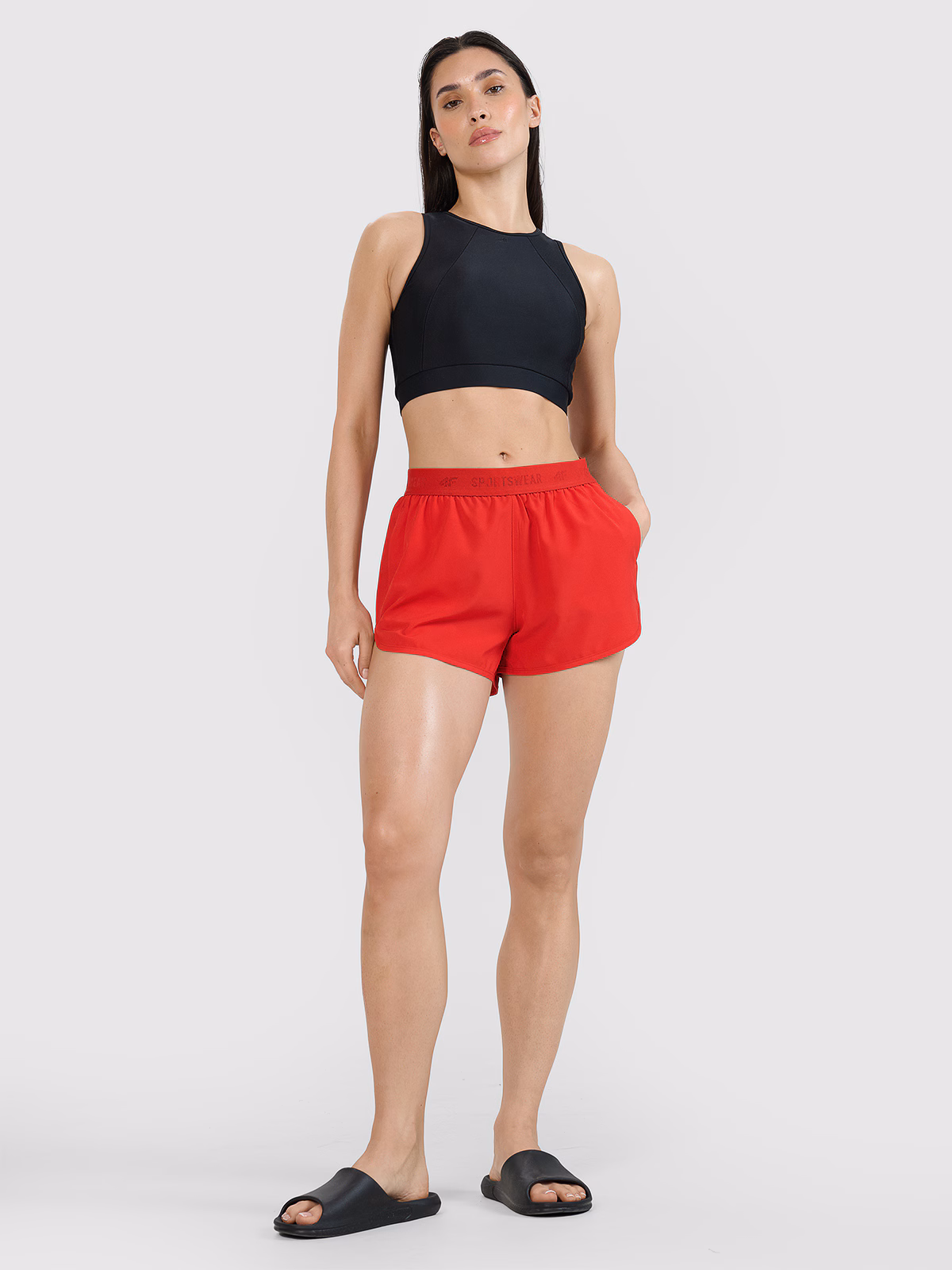 Spodenki plażowe damskie - czerwone