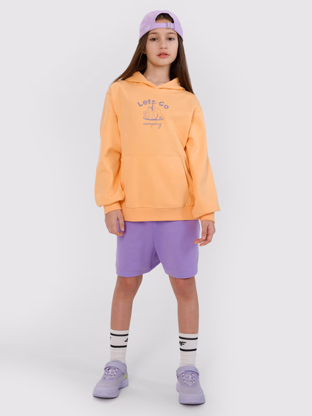 Bluza dresowa nierozpinana z kapturem dziewczęca - czarna