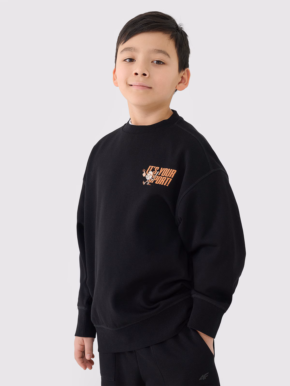 Bluza dresowa nierozpinana bez kaptura chłopięca - granatowa