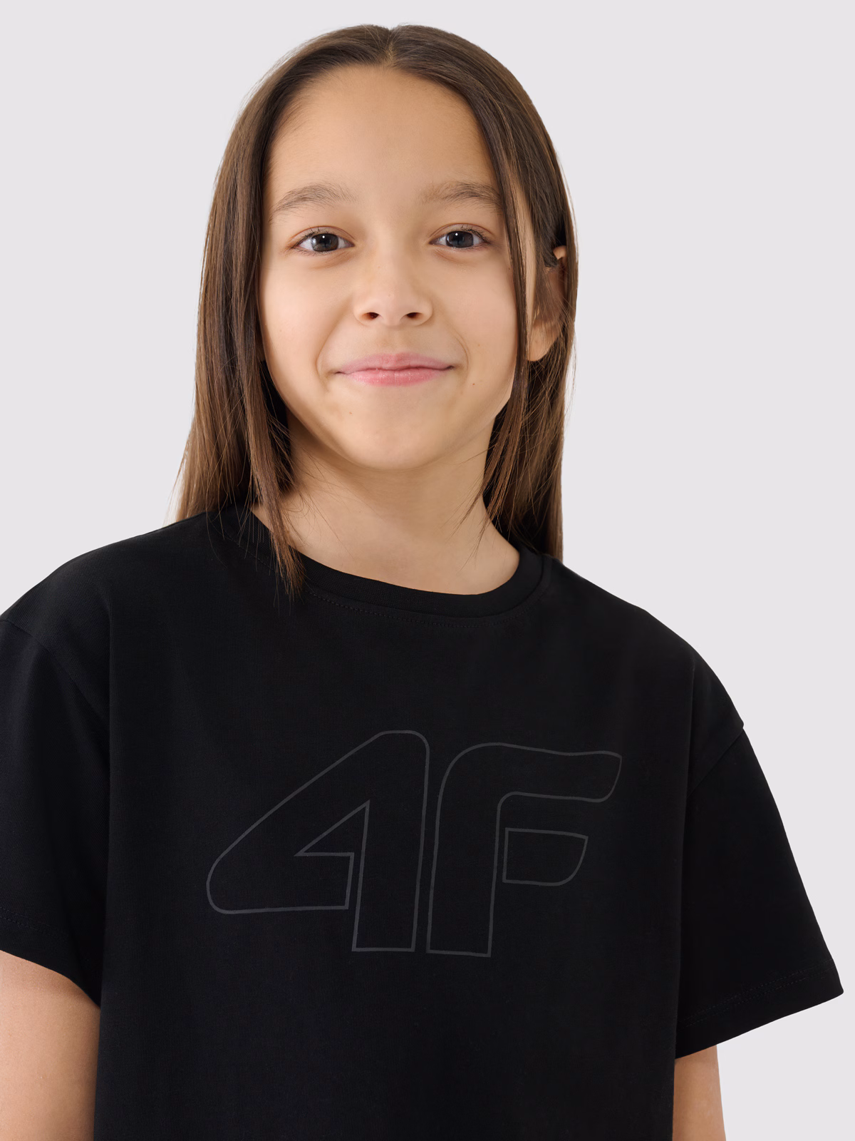 T-shirt oversize z nadrukiem dziewczęcy - szary