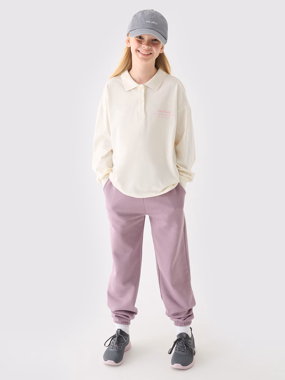 Longsleeve gładki dziewczęcy - biały