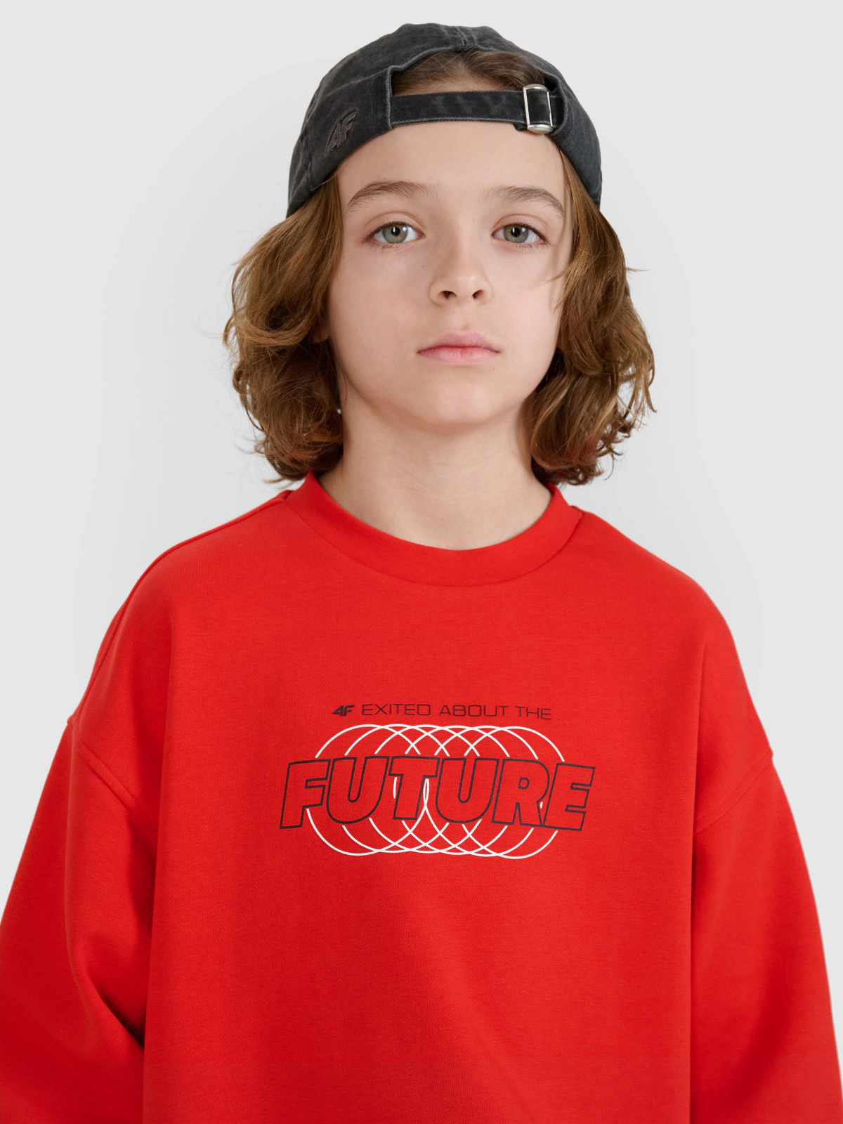 Bluza dresowa nierozpinana bez kaptura chłopięca - czerwona