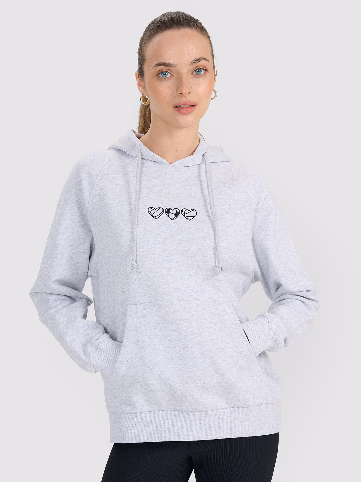 Bluza dresowa nierozpinana z kapturem damska - szara